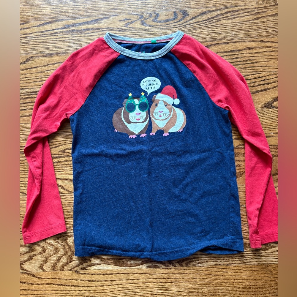 Mini Boden Guinea Pig Christmas shirt, kids 8/9